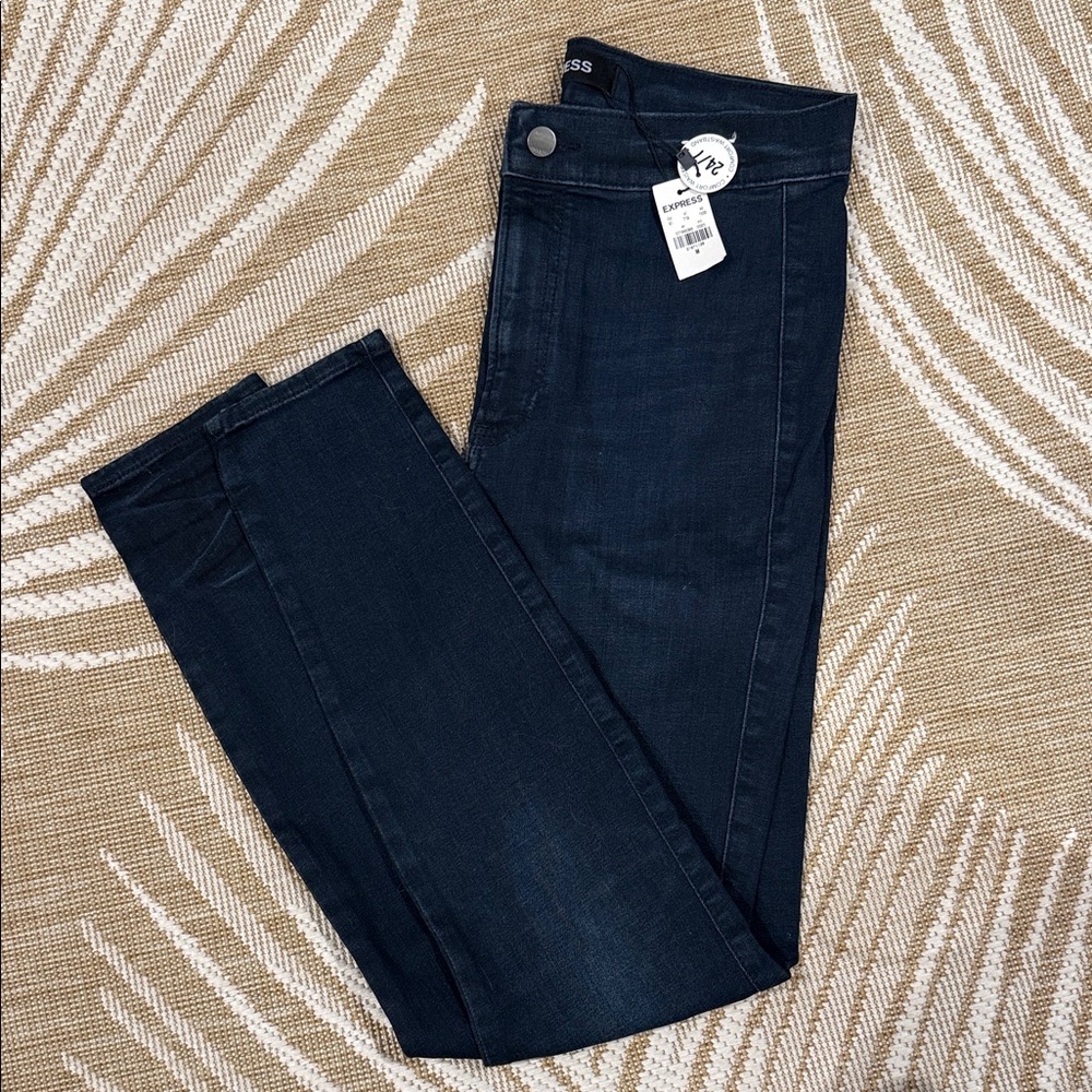 Express NWT Women's Dark Blue Ankle Leggings Hyper Stretch  - size medium